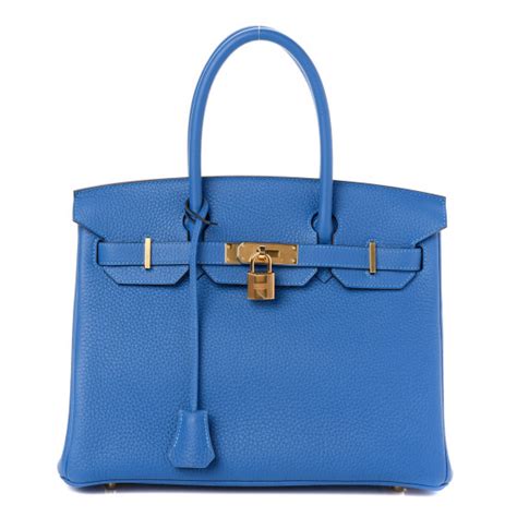 HERMES Taurillon Clemence Birkin 30 Bleu Hydra